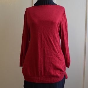 The Limited Curved Hem Pullover Red Sweater